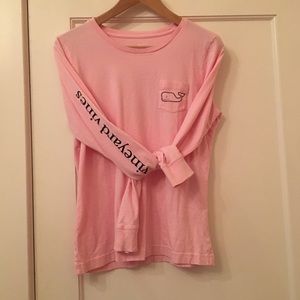 Pink vineyard vines logo long sleeve tee